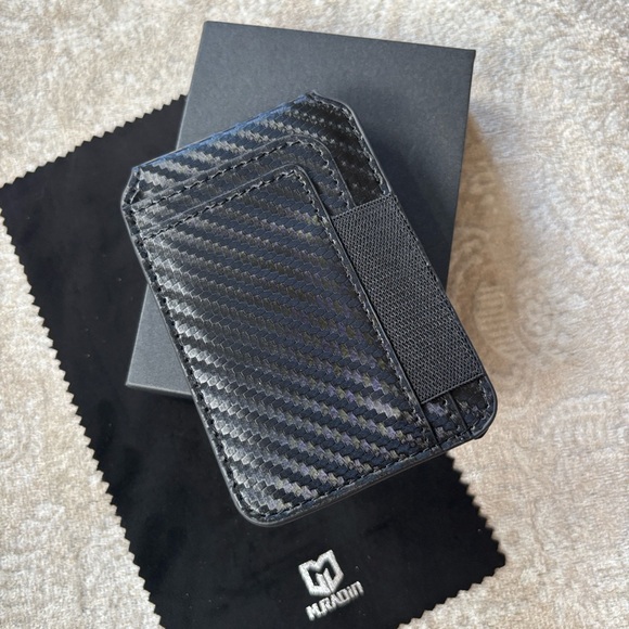 Brand New Muradin Black Carbon Fiber Minimalist Wallet RFID Blocking Card Holder - Picture 14 of 15